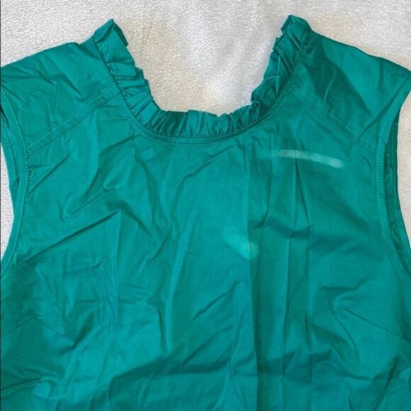 Laundry high neck and low back ruffle trim kelly green blouse | Sz S - Picture 3 of 7
